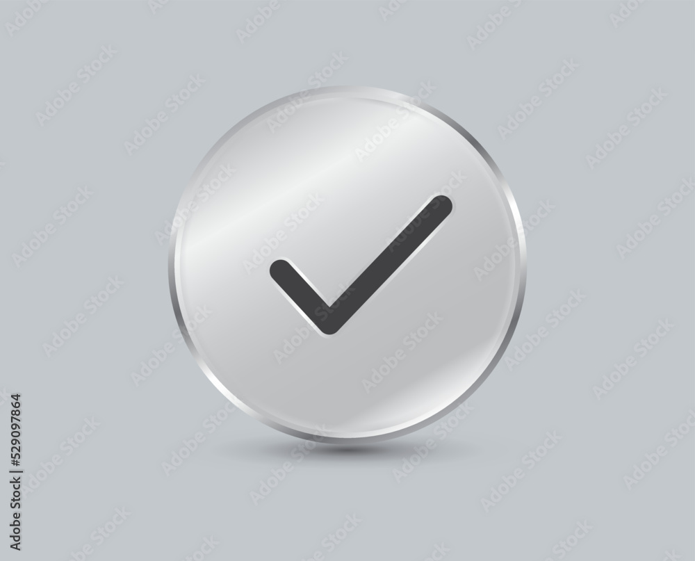 Check mark button isolated on gray background. check list icon. Vector illustration. Check mark button isolated on gray background. check list icon. Vector illustration.