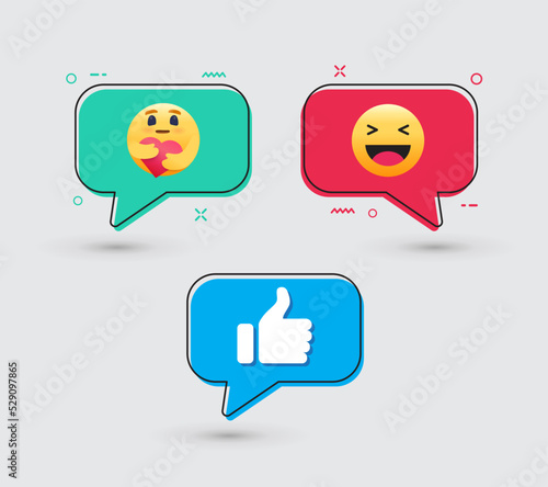 Thumb up and Like icon. laugh emotion icon. Vector illustration