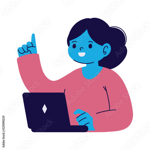 female using laptop