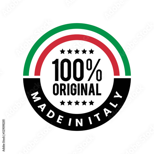 Made in Italy round label. for logo design, seal, tag, badge, sticker, emblem, symbol, pin, product package, etc. Quality mark vector icon