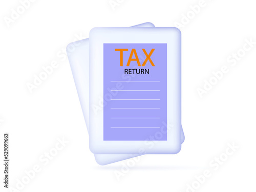 Tax return 3d. Deadline for submission of the annual report. Accounting paper form, electronic file page. Submit the report on time online, tax calculation. Final budget, income declaration. Vector