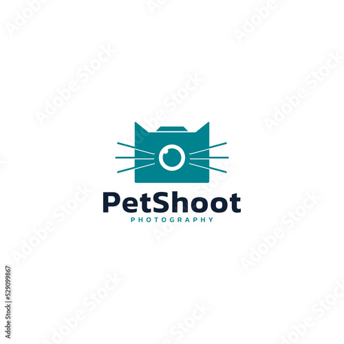 Simple abstract logo design of camera and cat.