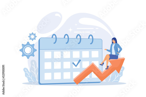 Event management. Performance efficiency, time optimization, reminder. Task and project deadline flat design element. Appointment date reminding. flat vector modern illustration