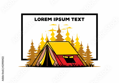 Double layer tent flat illustration badge design