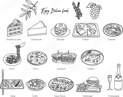 Various italian foods line icon