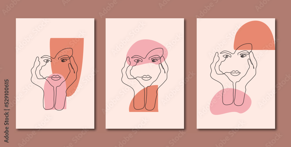 Set of one line drawing women abstract face natura minimal aesthetic mid century modern scenery landscape contemporary boho poster Set of one line drawing women abstract face natura minimal aesthetic mid century modern scenery landscape contemporary boho poster