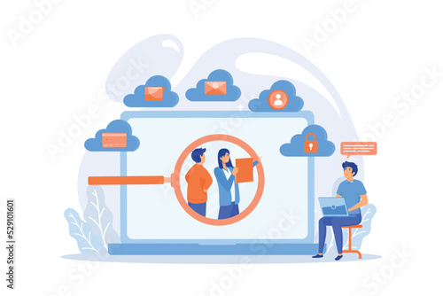 Online security breach, immoral private life offence. Digital ethics and privacy, digital mediums behavior, internet privacy violation concept. flat vector modern illustration