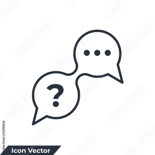 question and answer icon logo vector illustration. question answer symbol template for graphic and web design collection