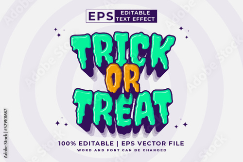 Editable text effect Trick Or Treat 3d cartoon template style premium vector