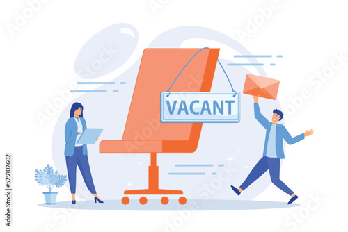 People applying for vacant job. Business competition, available vacancy advertisement, position application. Competing workers cartoon characters. flat vector modern illustration