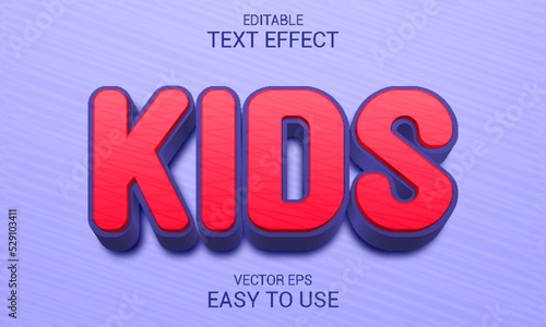 Kids Editable 3d text effect style 