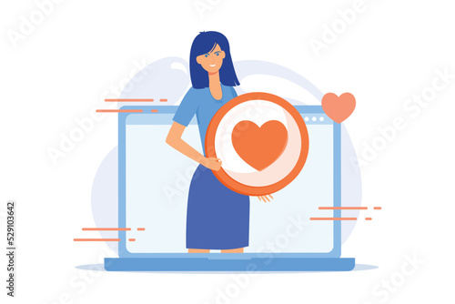 Online dating website, internet date. Romantic present, valentine day, february 14 congratulation. Social media feedback, like, modern love. flat vector modern illustration