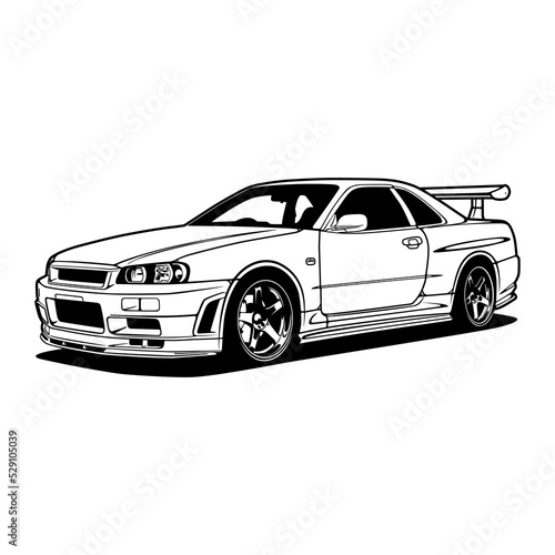 Cartoon car vector illustration for conceptual design. Good for poster  sticker  t shirt print  banner.