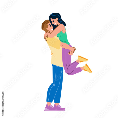 couple hugging vector. love man, hug happy woman, romantic people, young romance, home together couple hugging character. people flat cartoon illustration