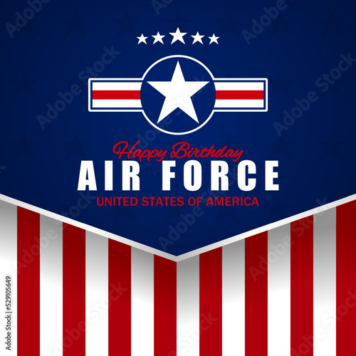 Happy birthday United States Air Force vector illustration. Suitable for Poster, Banners, background and greeting card. 