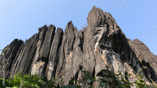 The View of Yana Caves, is known for the unusual karst rock formations,  located in the Sahyadri mountain range of the Western Ghats, Sirsi, Uttara Kannada, Karnataka, India. photo