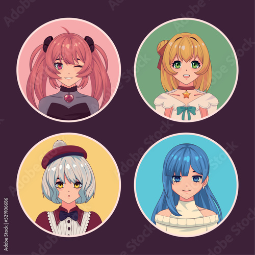 icon set anime girls