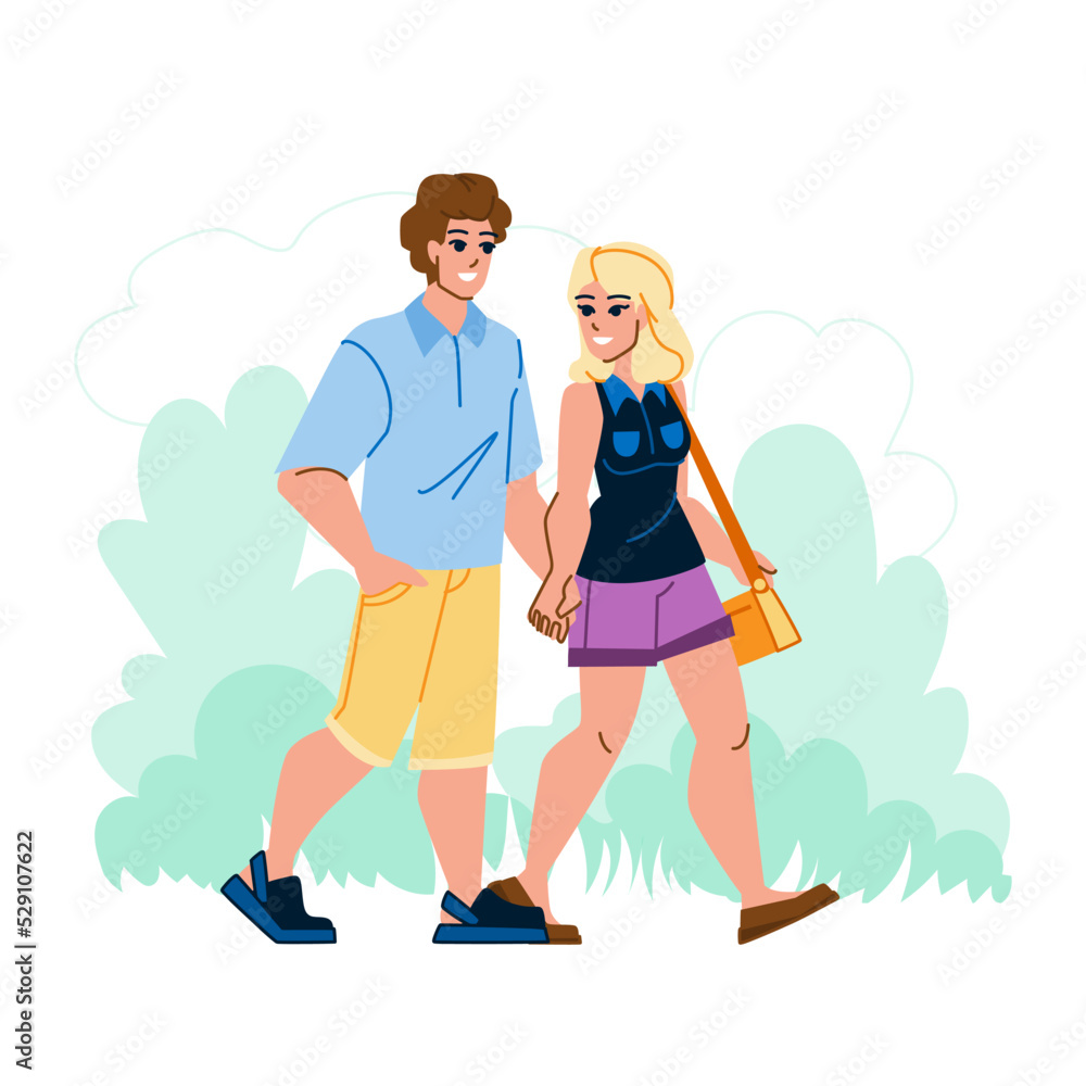couple park vector. happy nature, woman man lifestyle, outdoors people, love family, young adult couple park character. people flat cartoon illustration