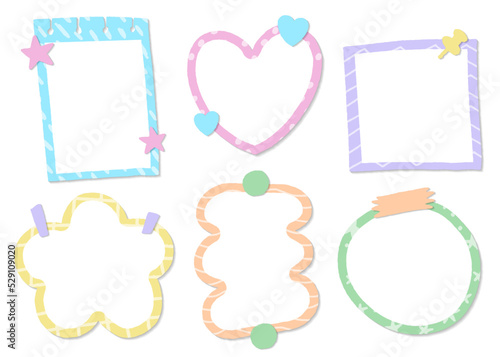 Cute pastel border texture memo abstract texture pattern heart circle flower square rectangle cloud striped notes, blank notebooks, paper sticky notes, notepad, diary scrapbook collection set bundle