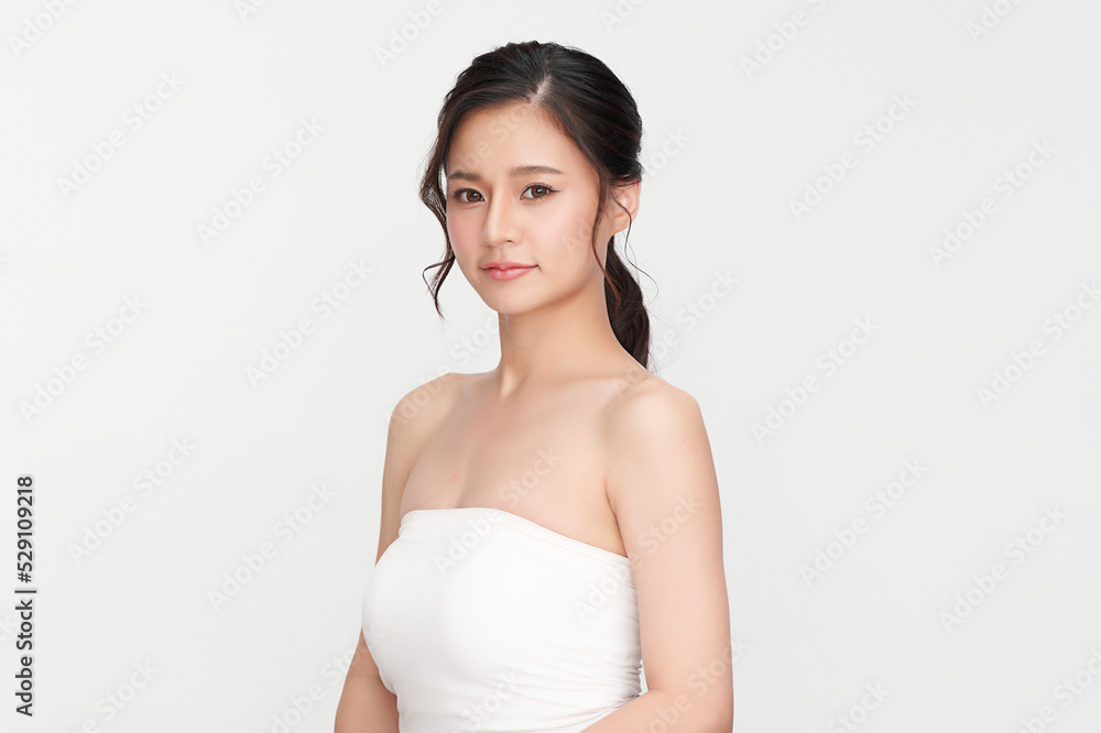 Beautiful young asian woman with clean fresh skin on white background, Face care, Facial treatment, Cosmetology, beauty and spa, Asian women portrait. Beautiful young asian woman with clean fresh skin on white background, Face care, Facial treatment, Cosmetology, beauty and spa, Asian women portrait.