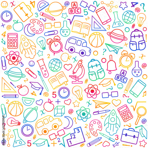 Back to school seamless pattern from education  science objects