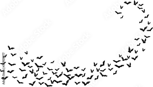 Halloween flying bats. Decoration element from scattered silhoue