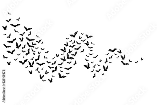 Halloween flying bats. Decoration element from scattered silhoue