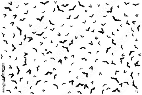 Halloween flying bats. Decoration element from scattered silhoue