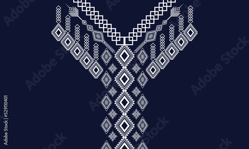 Geometric Ethnic oriental pattern traditional .Floral necklace embroidery design.