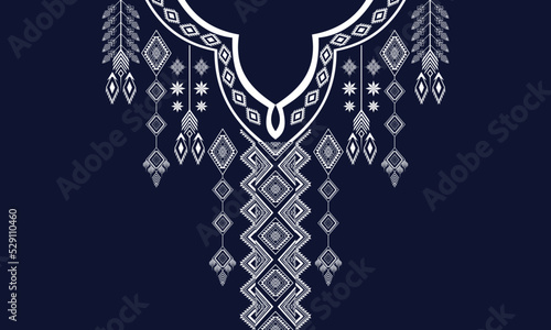 Geometric Ethnic oriental pattern traditional .Floral necklace embroidery design.