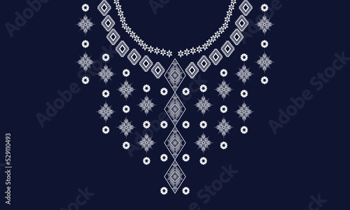 Geometric Ethnic oriental pattern traditional .Floral necklace embroidery design.