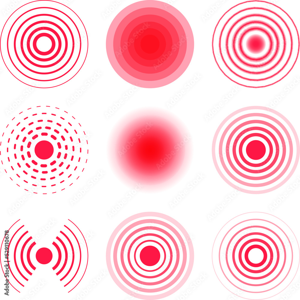 Pain circles collection. Radial targets.