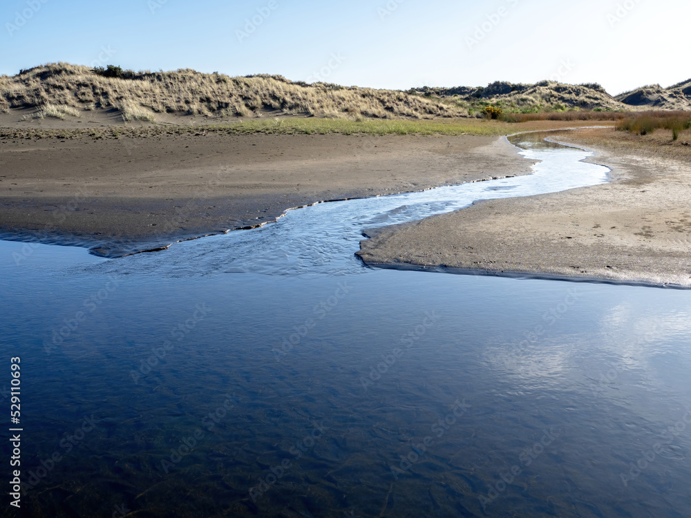 Tributary joins a larger river mainstem forming confluence Tributary joins a larger river mainstem forming confluence