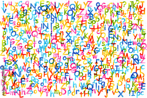 Kids creative education concept. Rainbow alphabet confetti.