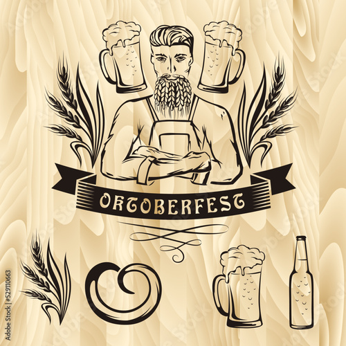 Oktoberfest label with decorative elements