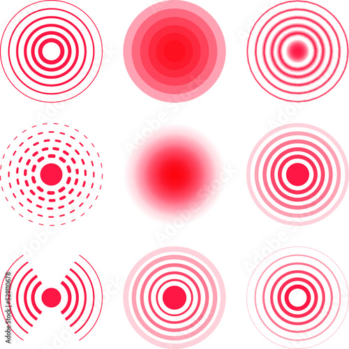 Pain circles collection. Radial targets.