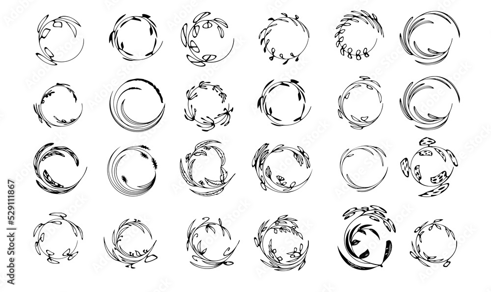 Images of a frame from a plant in a circle in bright colors Images of a frame from a plant in a circle in bright colors