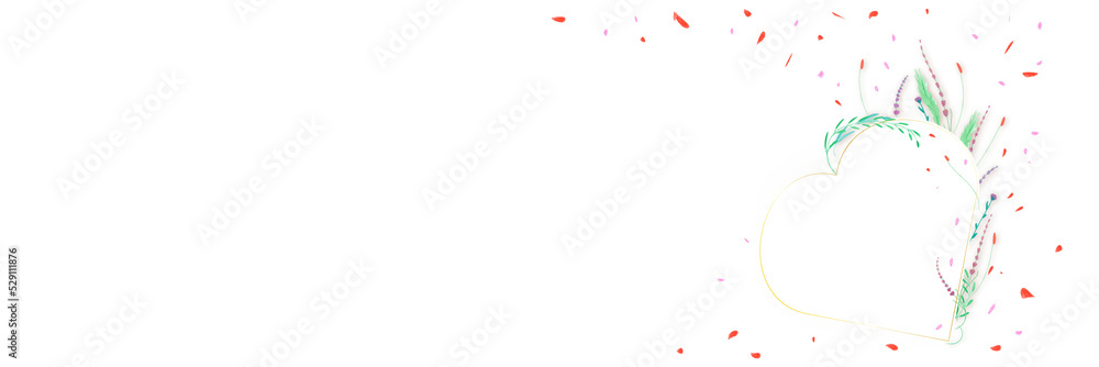 Background for text with a heart decorated with wildflowers Background for text with a heart decorated with wildflowers