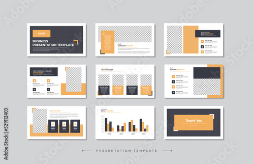 Corporate Business PowerPoint presentation design template set, Minimalist google slides template