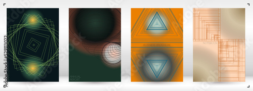 Minimal Minimal Geometric Vector Poster Design with Lines and Gradient Colorful Circles. Collection of Abstract Backgrounds for Covers, Flyers, Templates, Booklets, Cards, Brochures, Branding, etc.