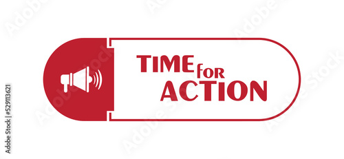 time for action sign on yellow background	