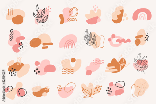 Abstract elements in boho style.Modern hand drawn minimal abstract form.