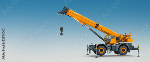 3d illustration of Mobile crane machine stand 