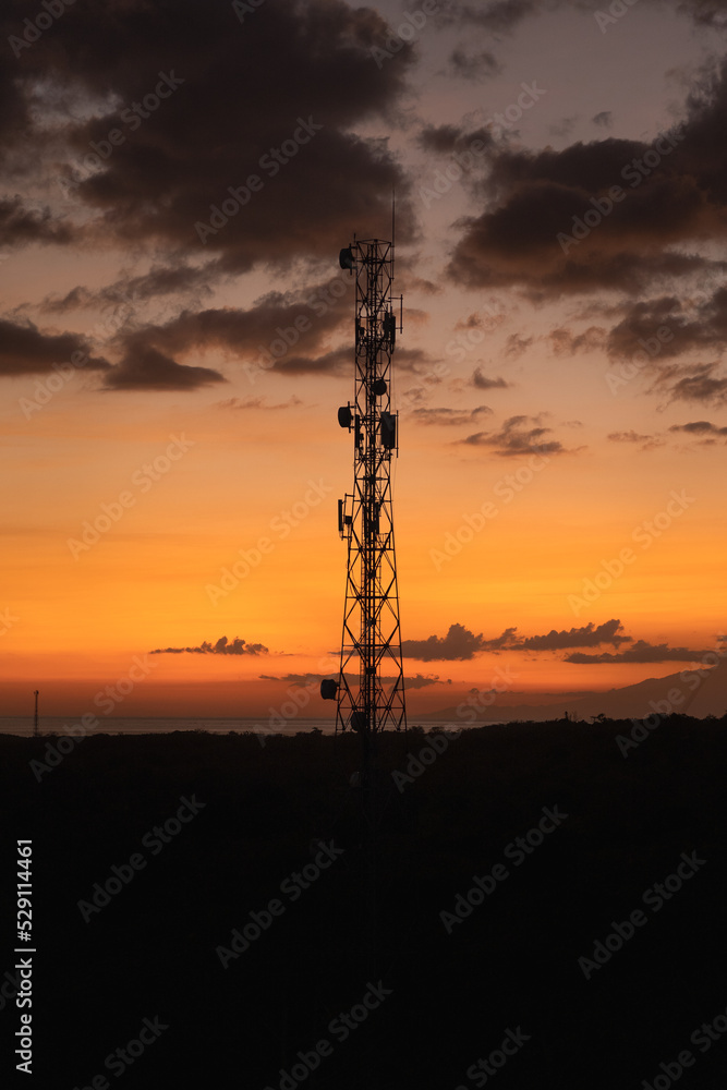 radio tower at sunset radio tower at sunset