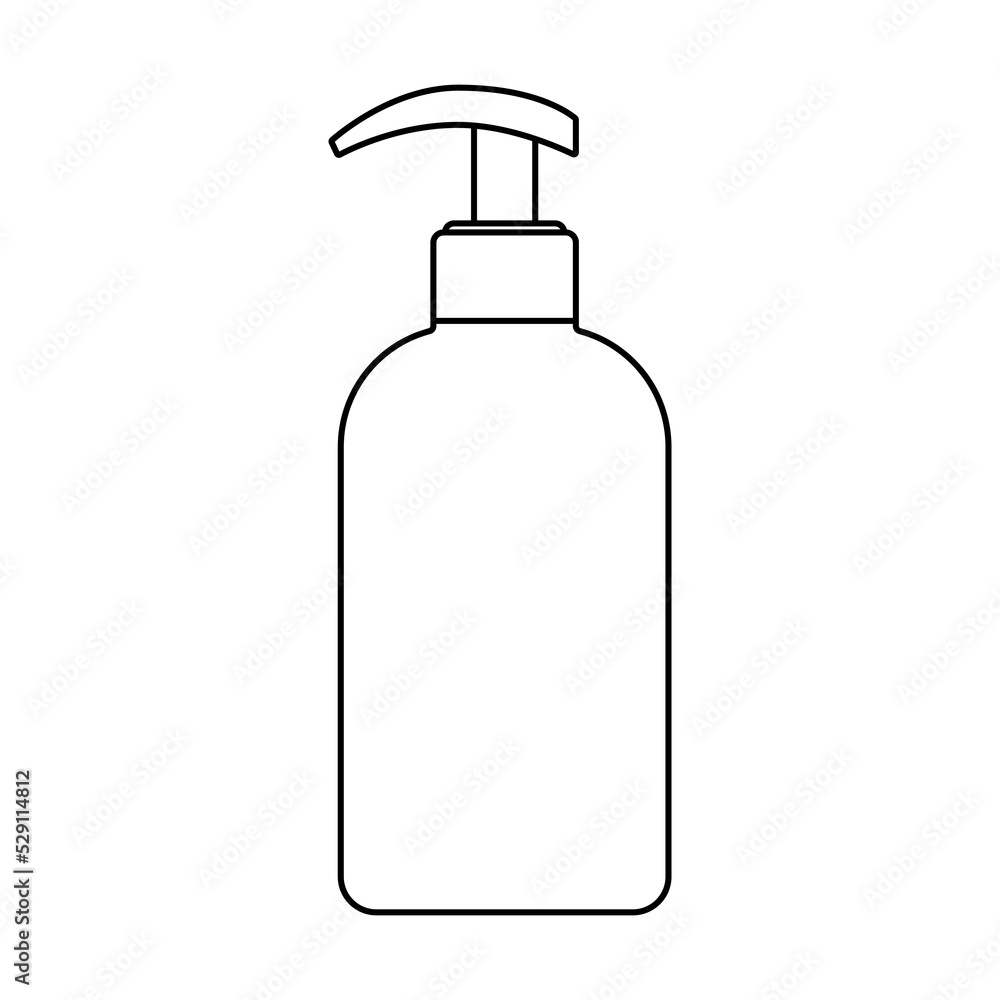 Cosmetic bottle pomp vector illustration. Beauty, bath, medicine and self care concept. shampoo, lotion, soap or cream bottle simple line art icon for beauty store, spa, social media Cosmetic bottle pomp vector illustration. Beauty, bath, medicine and self care concept. shampoo, lotion, soap or cream bottle simple line art icon for beauty store, spa, social media