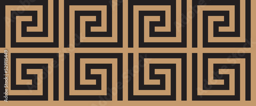 Seamless Greek Key on luxury golden Background Pattern Texture