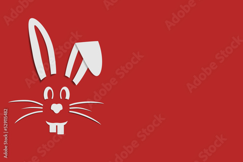 rabbit  on red background. Vector illustration