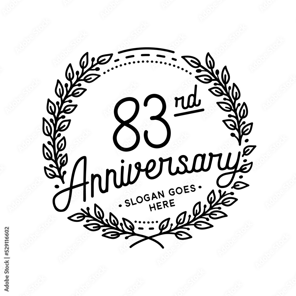 83 years anniversary celebrations design template. 83rd logo. Vector and illustrations. 