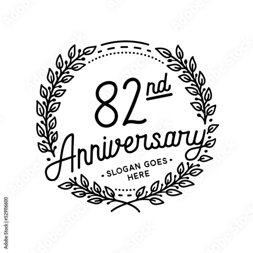 82 years anniversary celebrations design template. 82nd logo. Vector and illustrations. 