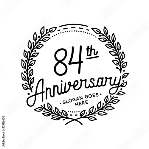 84 years anniversary celebrations design template. 84th logo. Vector and illustrations. 